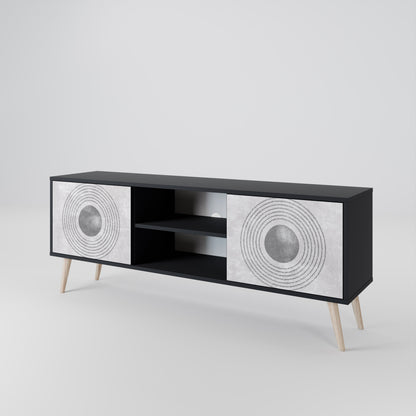 SOLID CIRCLES 2-Door TV Stand in Black Finish
