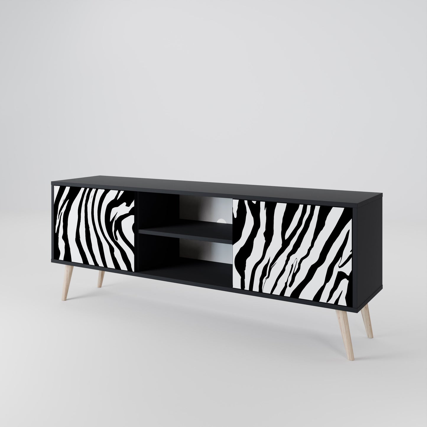 Mobile TV SPLENDID ZEBRA a 2 ante in finitura nera