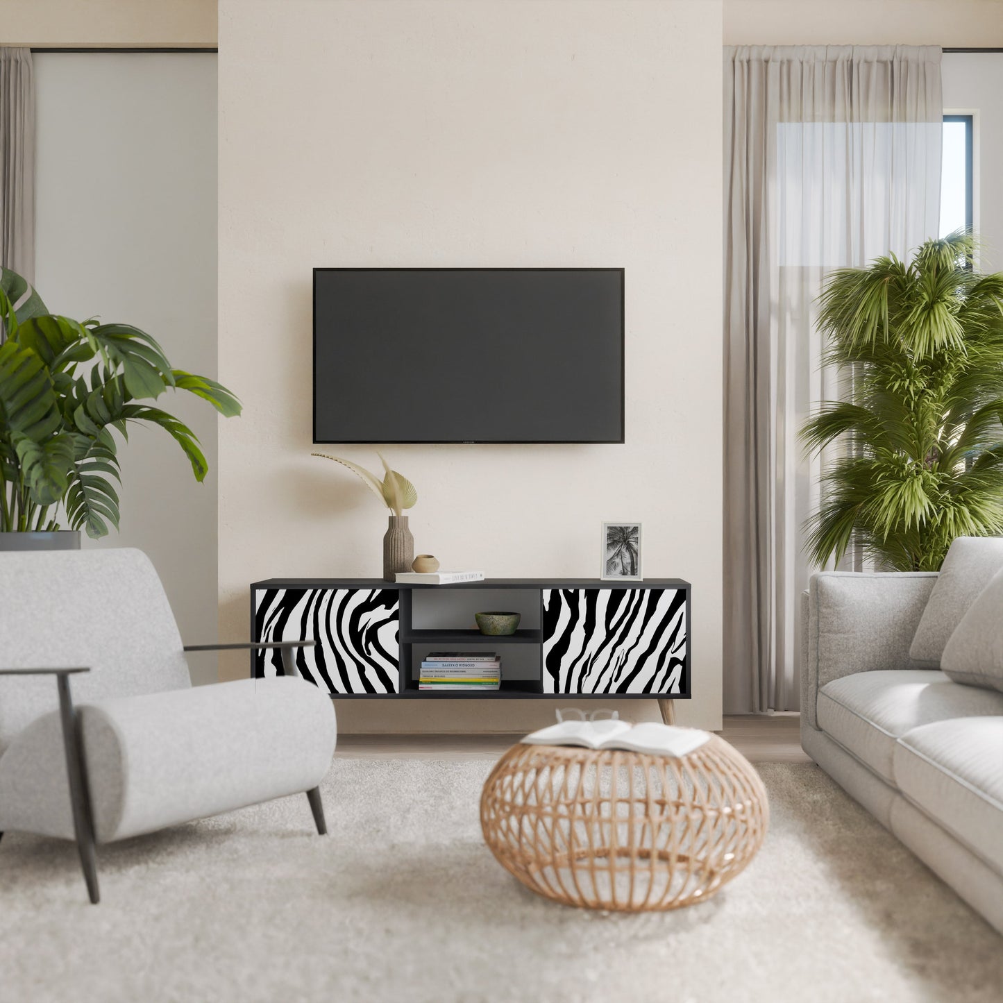 Mobile TV SPLENDID ZEBRA a 2 ante in finitura nera
