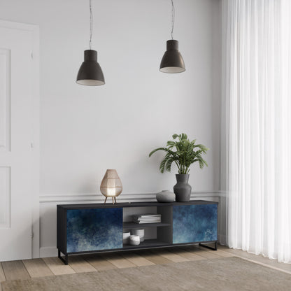 CELESTIAL FALL 2-Door TV Stand in Black Finish