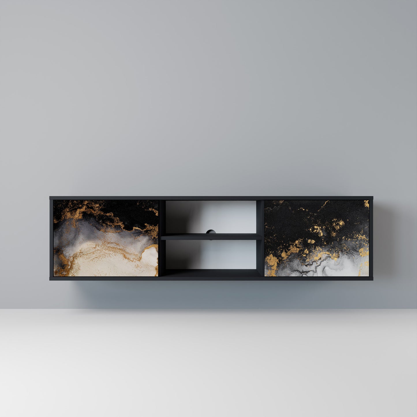 MARBLE OF TOMMORROW Mobile TV a 2 Ante in Finitura Nera