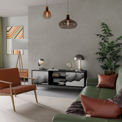 MONOCHROME MIRAGE 2-Door TV Stand in Black Finish