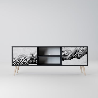 MONOCHROME MIRAGE 2-Door TV Stand in Black Finish