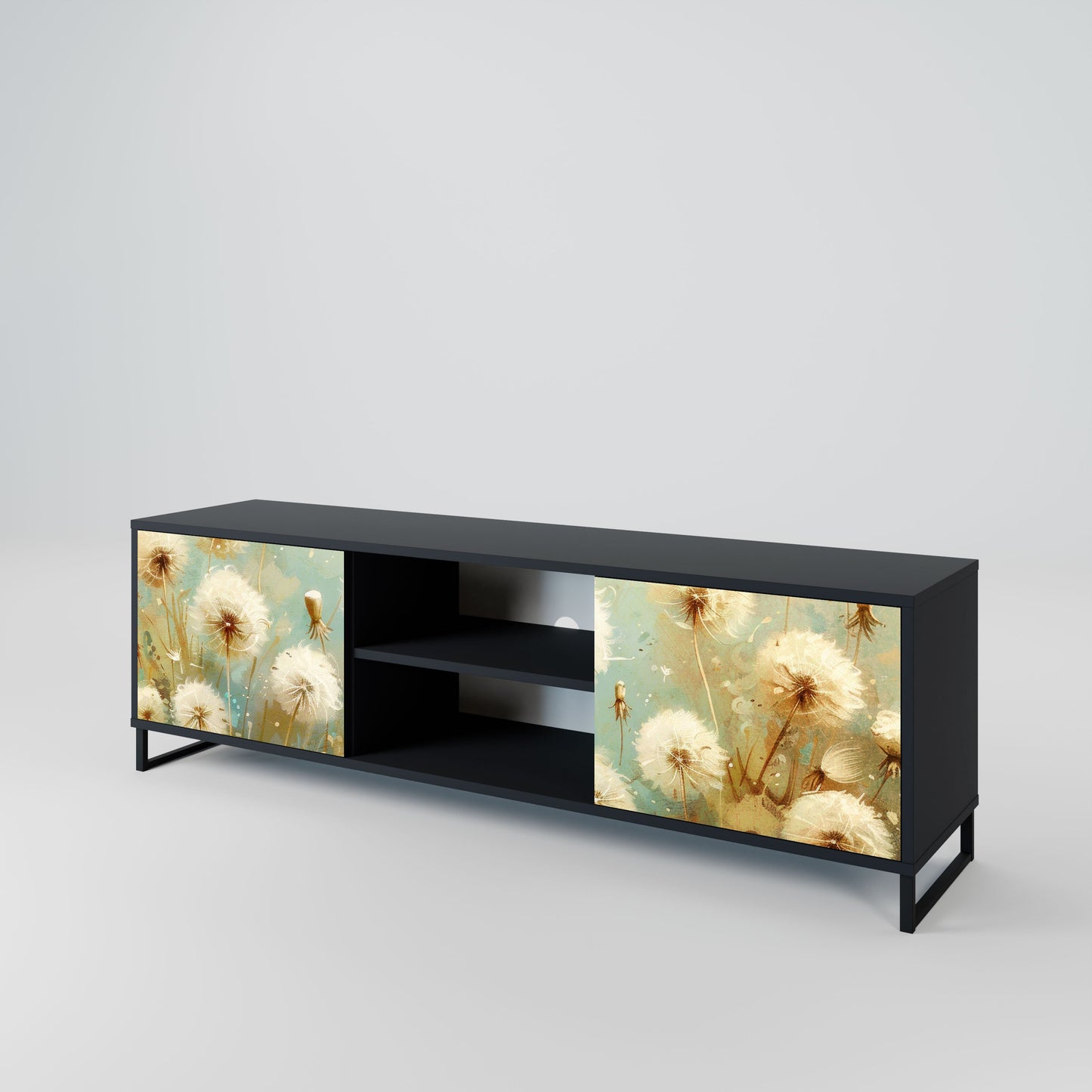 DREAMY MEADOW 2-Door TV Stand in Black Finish