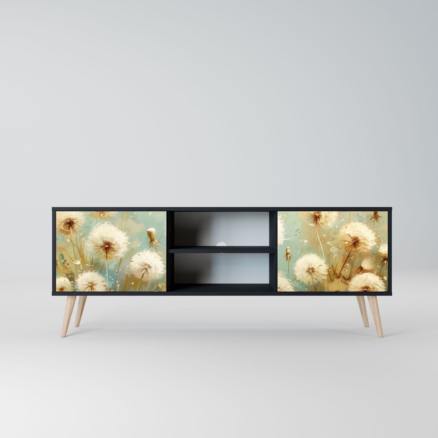 DREAMY MEADOW 2-Door TV Stand in Black Finish
