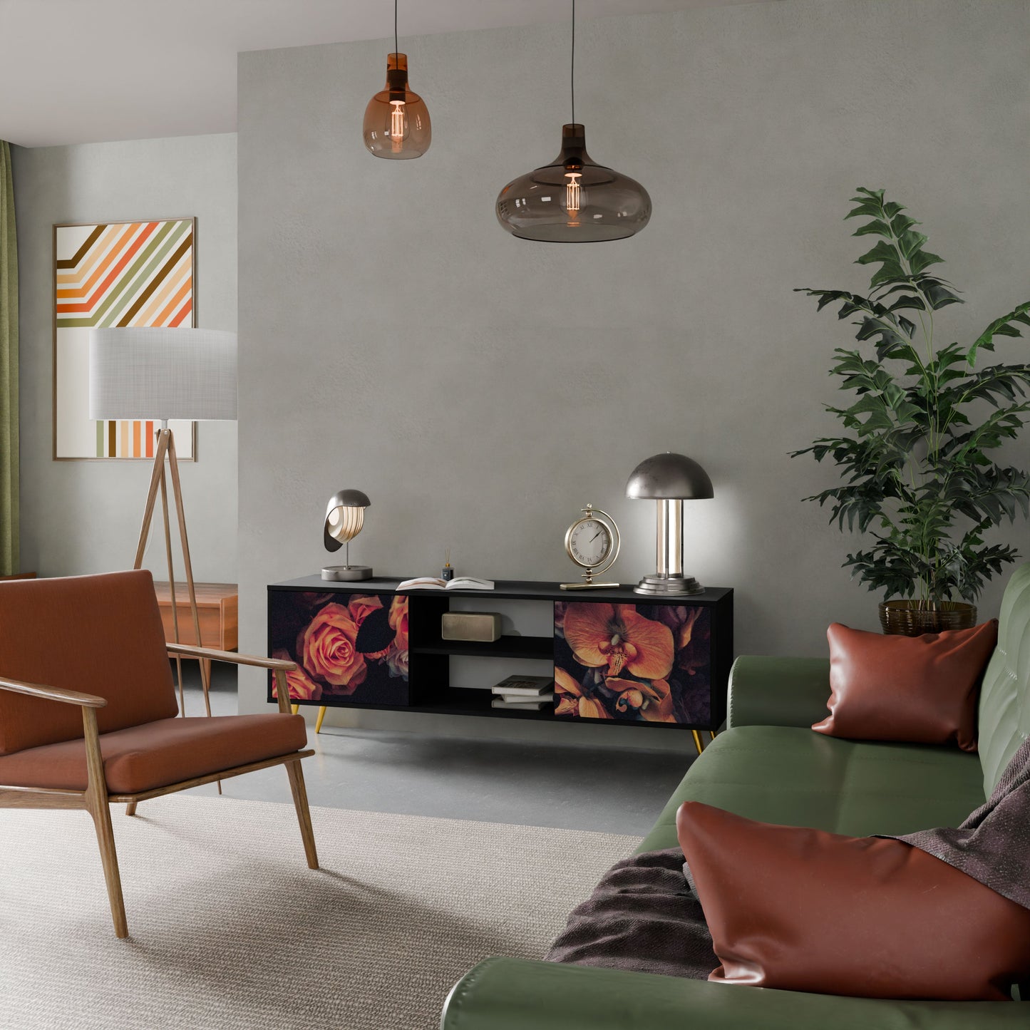 Mobile TV a 2 ante NEVERENDING BLOOM in finitura nera