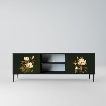 FLORAL NOIR 2-Door TV Stand in Black Finish