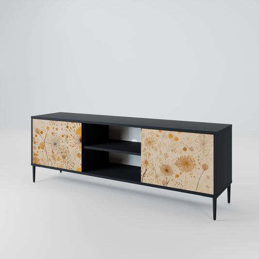 MORNING GLADE 2-Door TV Stand in Black Finish