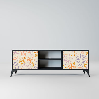 SPRING WHIMSY 2-Door TV Stand in Black Finish