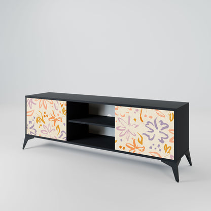 SPRING WHIMSY 2-Door TV Stand in Black Finish