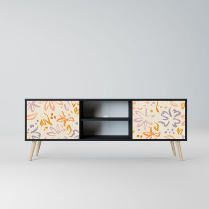SPRING WHIMSY 2-Door TV Stand in Black Finish