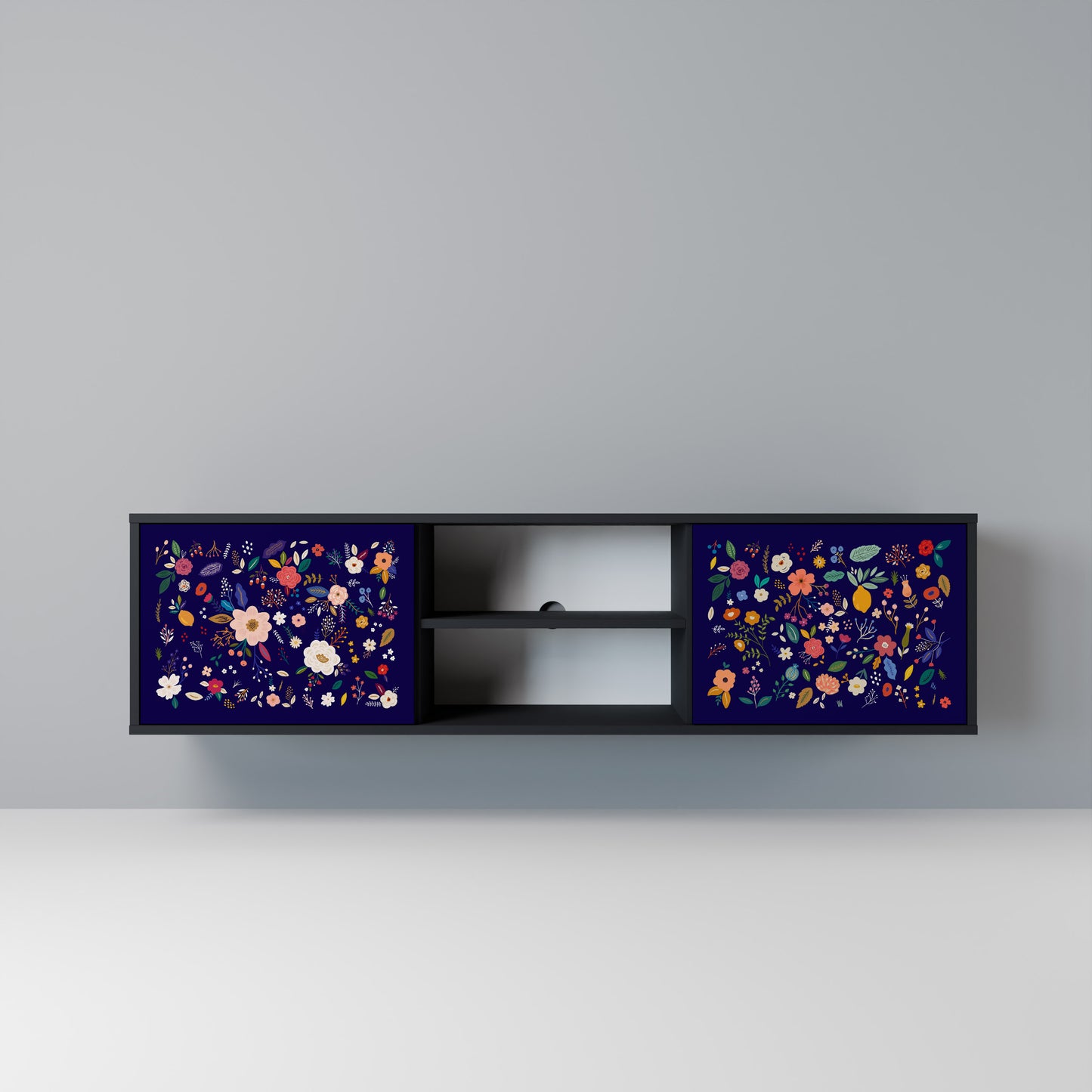 FLORAL COMBINATION Mobile TV a 2 Ante in Finitura Nera