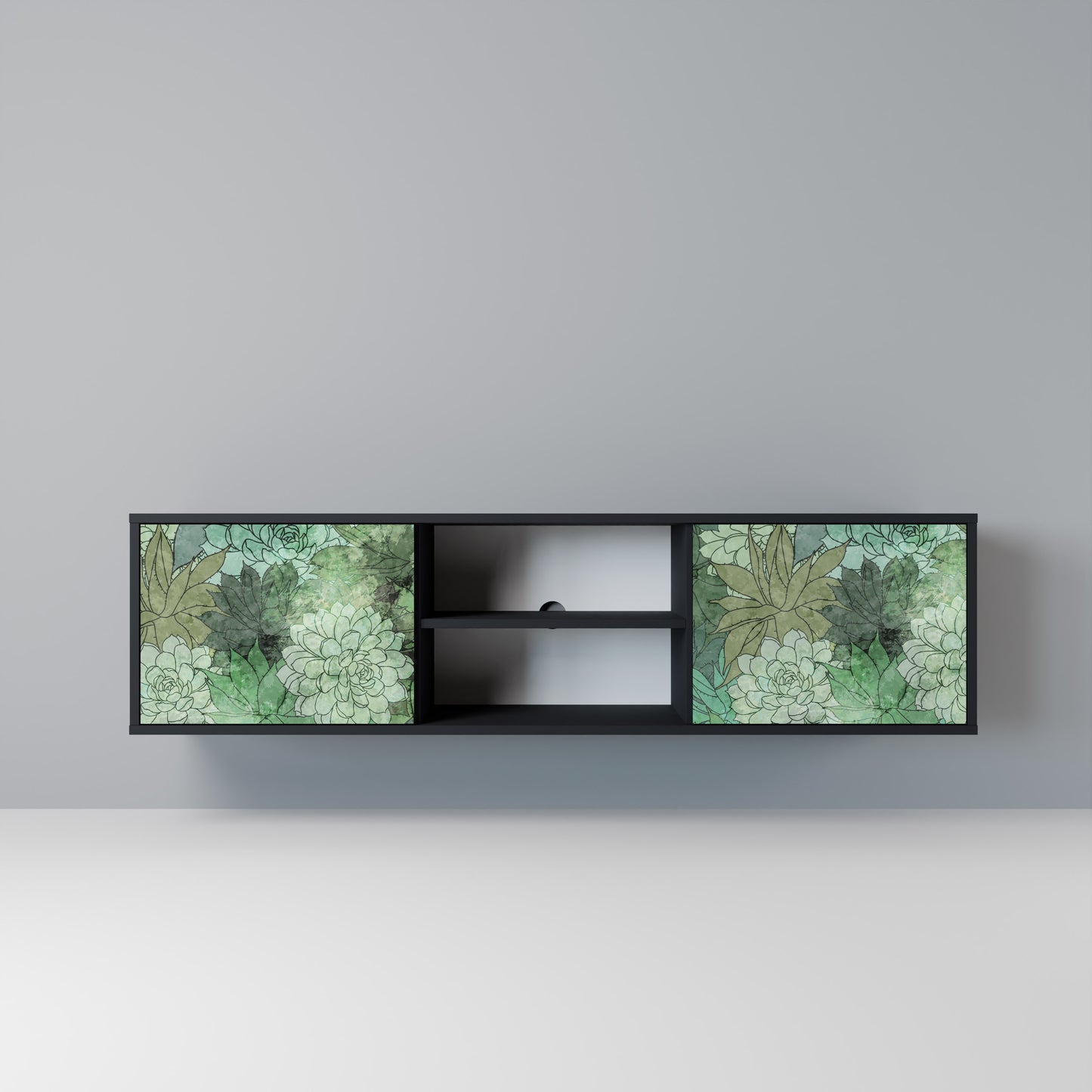 SUCCULENT CLUSTER Mobile TV a 2 Ante in Finitura Nera