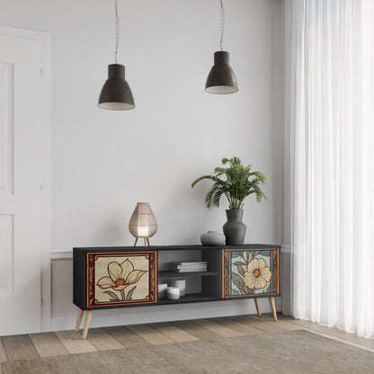TIMELESS FLORA 2-Door TV Stand in Black Finish