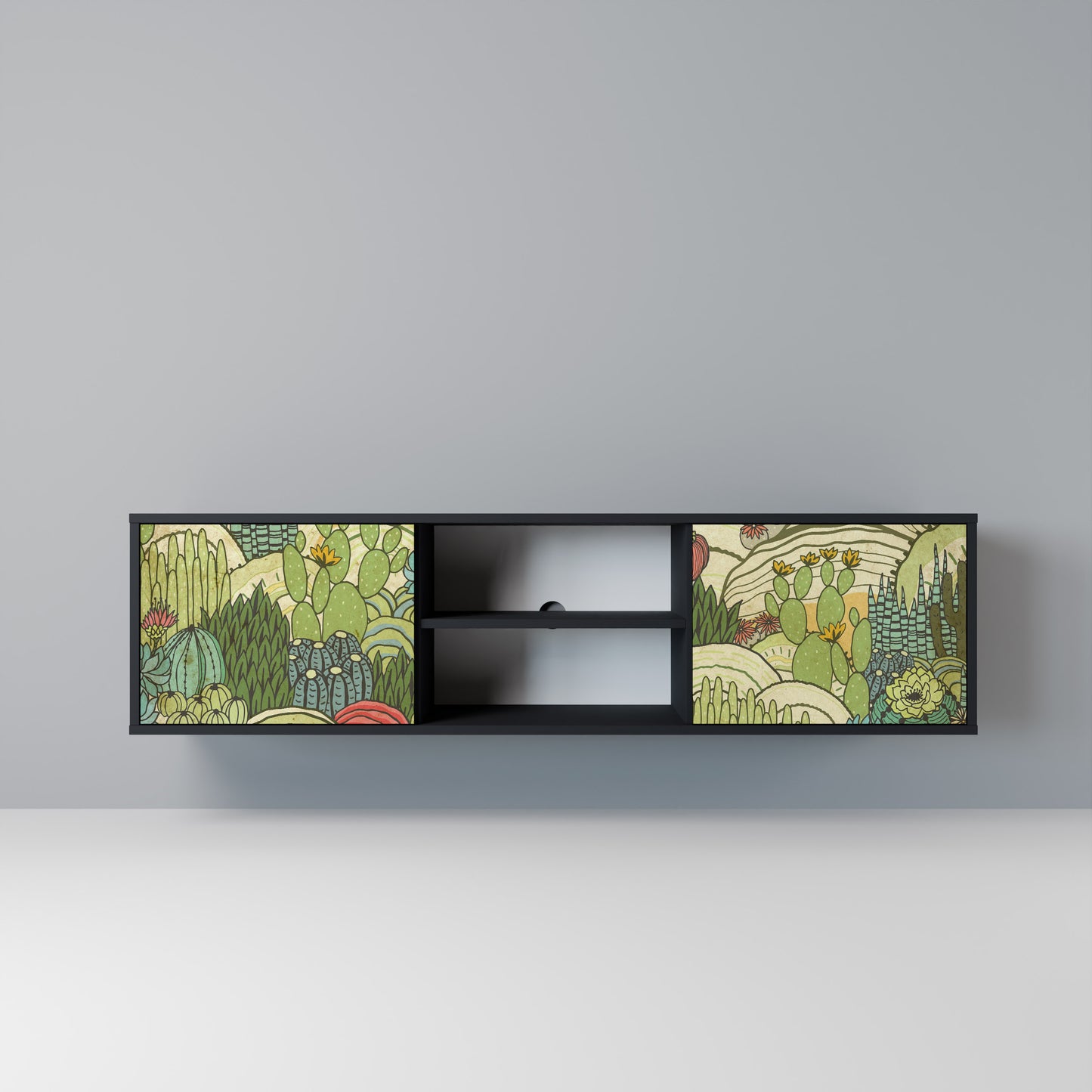 SUCCULENTS KALEIDOSCOPE Mobile TV a 2 Ante in Finitura Nera
