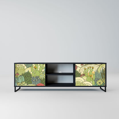 SUCCULENTS KALEIDOSCOPE 2-Door TV Stand in Black Finish