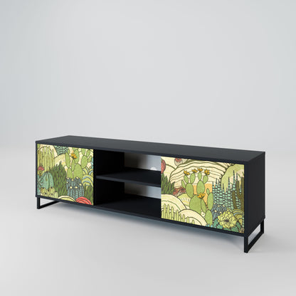 SUCCULENTS KALEIDOSCOPE 2-Door TV Stand in Black Finish