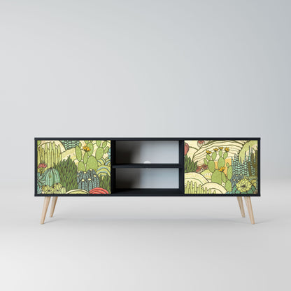 SUCCULENTS KALEIDOSCOPE 2-Door TV Stand in Black Finish