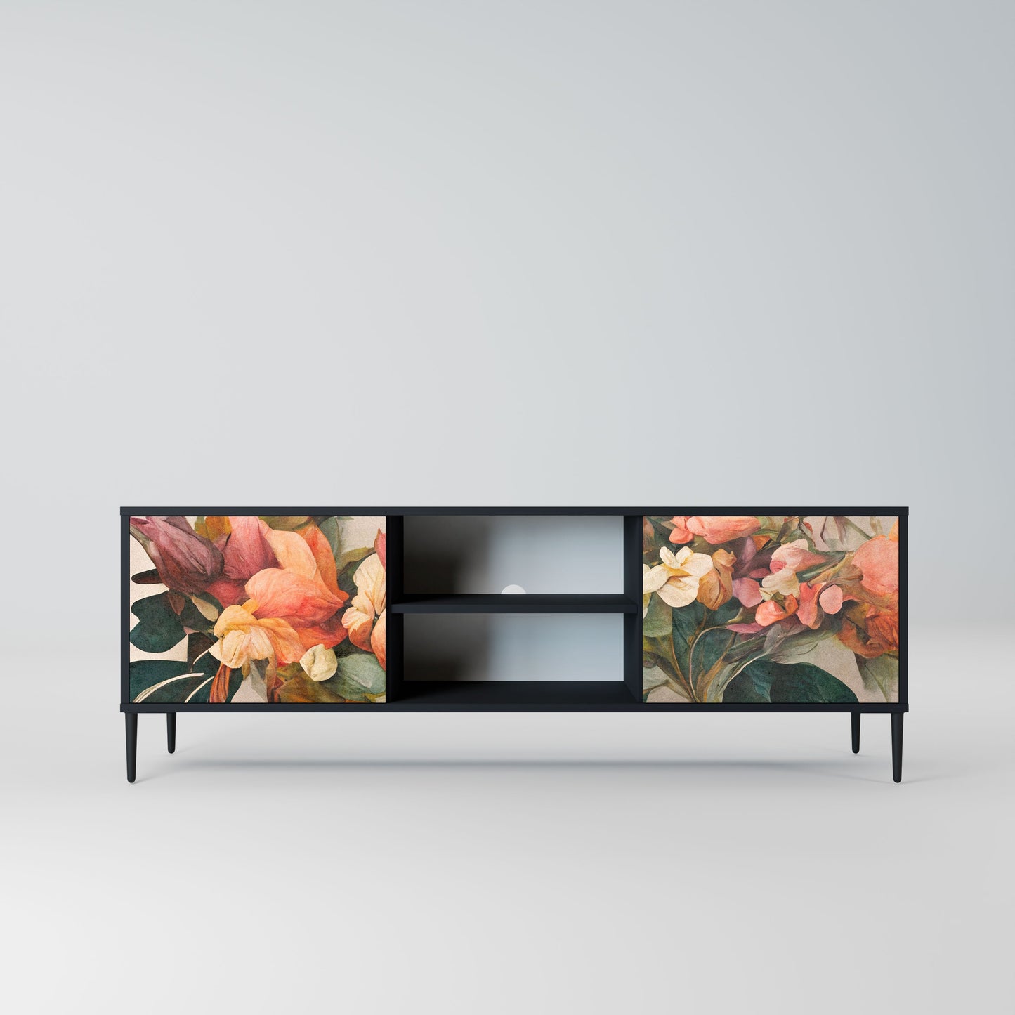 STYLISH BEAUTY 2-Door TV Stand in Black Finish