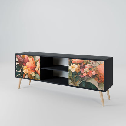 STYLISH BEAUTY 2-Door TV Stand in Black Finish