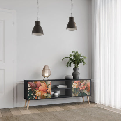 STYLISH BEAUTY 2-Door TV Stand in Black Finish