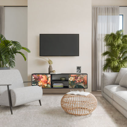 STYLISH BEAUTY 2-Door TV Stand in Black Finish
