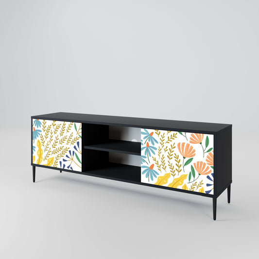 HELLO SPRING 2-Door TV Stand in Black Finish