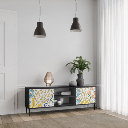 HELLO SPRING 2-Door TV Stand in Black Finish