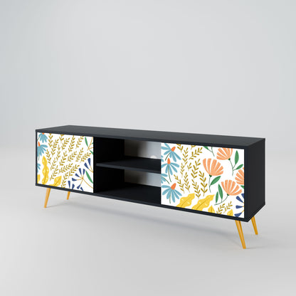 HELLO SPRING 2-Door TV Stand in Black Finish