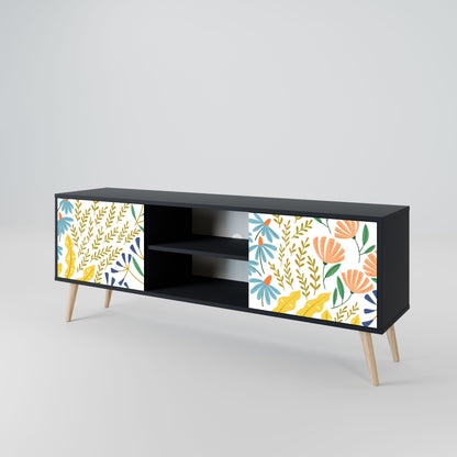 HELLO SPRING 2-Door TV Stand in Black Finish
