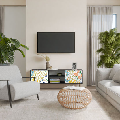 HELLO SPRING 2-Door TV Stand in Black Finish