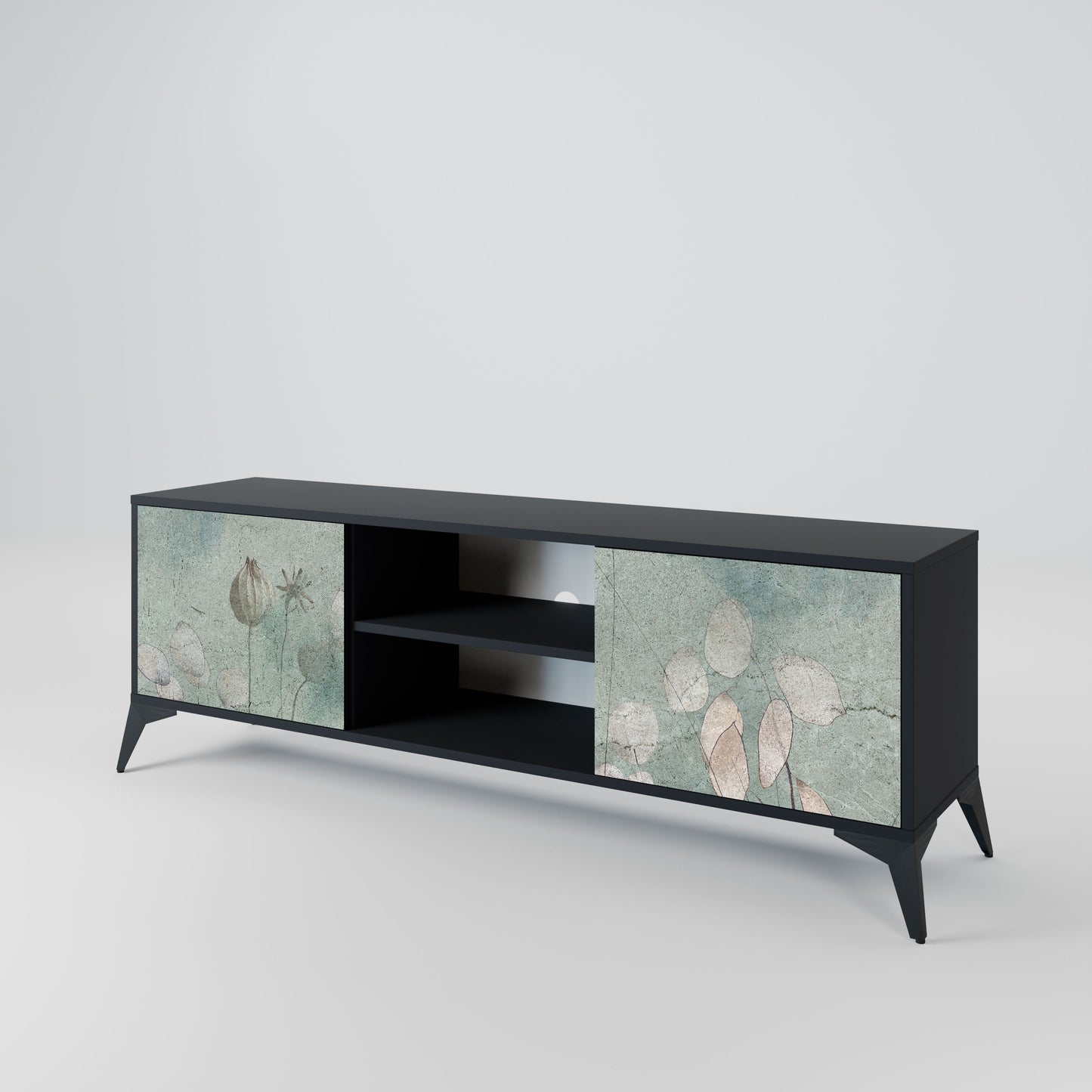NIGHT LADY 2-Door TV Stand in Black Finish