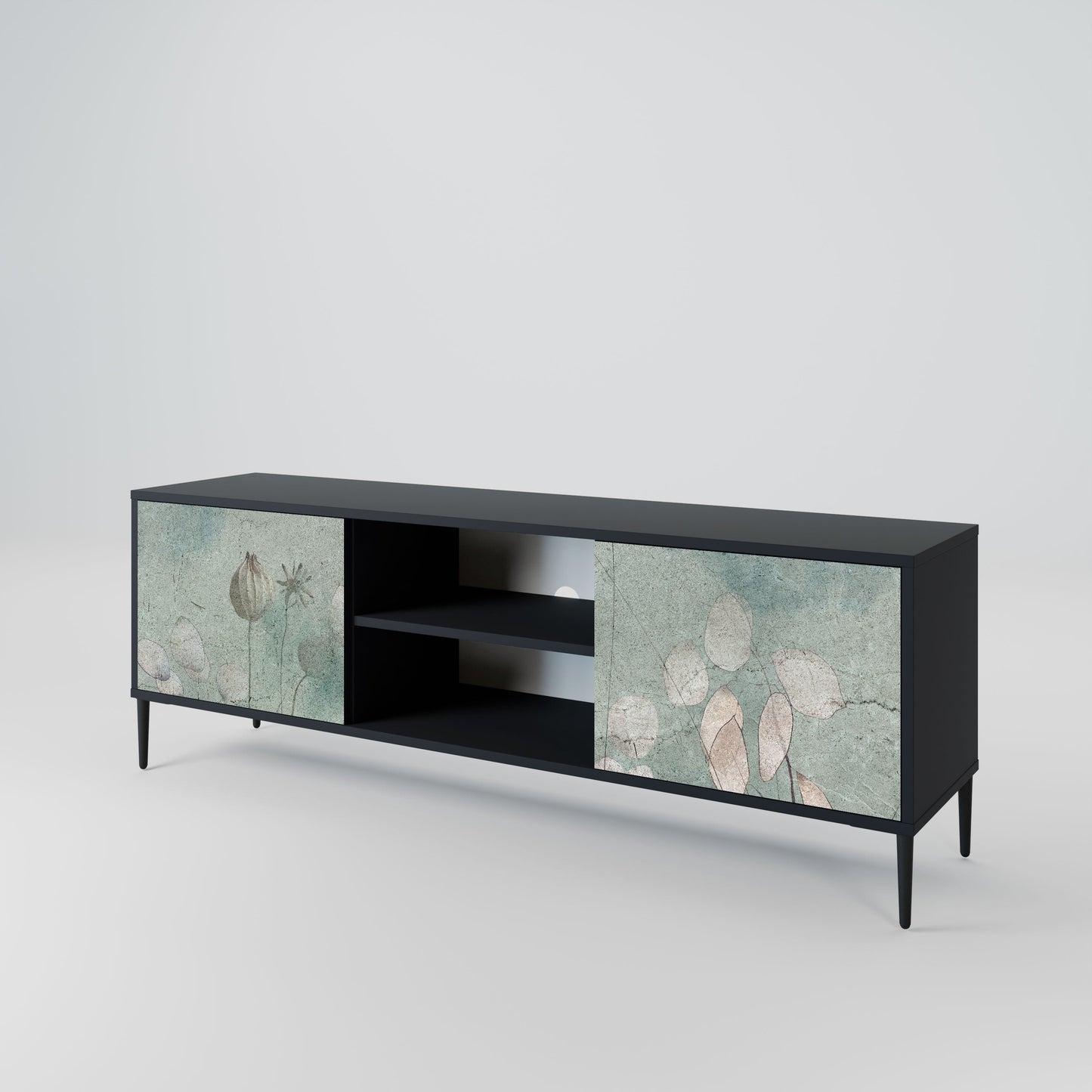 NIGHT LADY 2-Door TV Stand in Black Finish