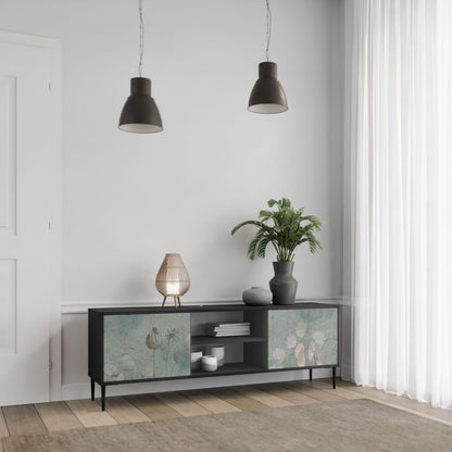 NIGHT LADY 2-Door TV Stand in Black Finish