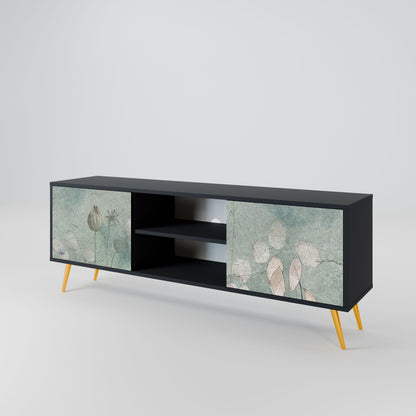 NIGHT LADY 2-Door TV Stand in Black Finish