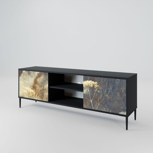 GENTLE POWER 2-Door TV Stand in Black Finish