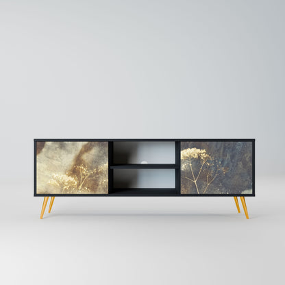 GENTLE POWER 2-Door TV Stand in Black Finish