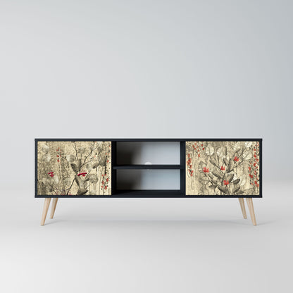 HERBAL GRACE 2-Door TV Stand in Black Finish