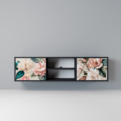 FLORAL GRACE Mobile TV a 2 Ante in Finitura Nera