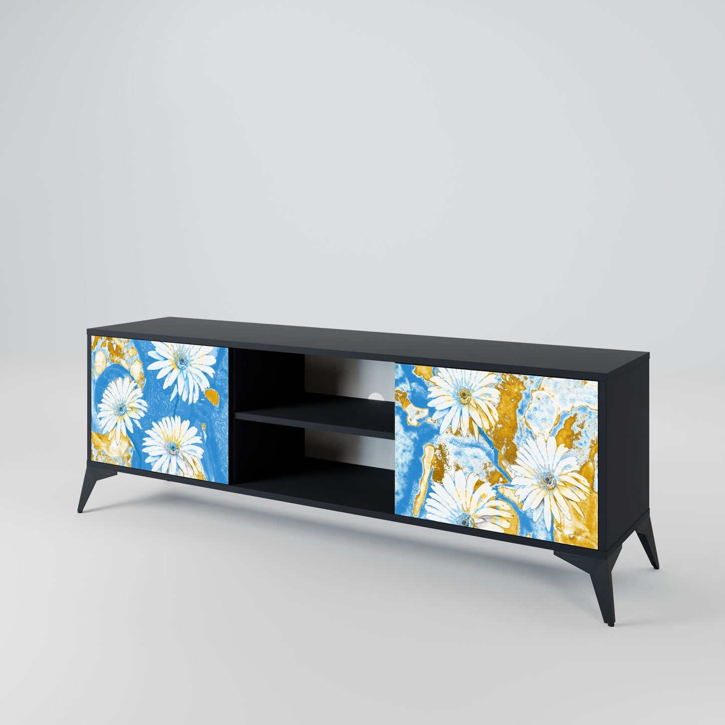 DAISY LUXE 2-Door TV Stand in Black Finish