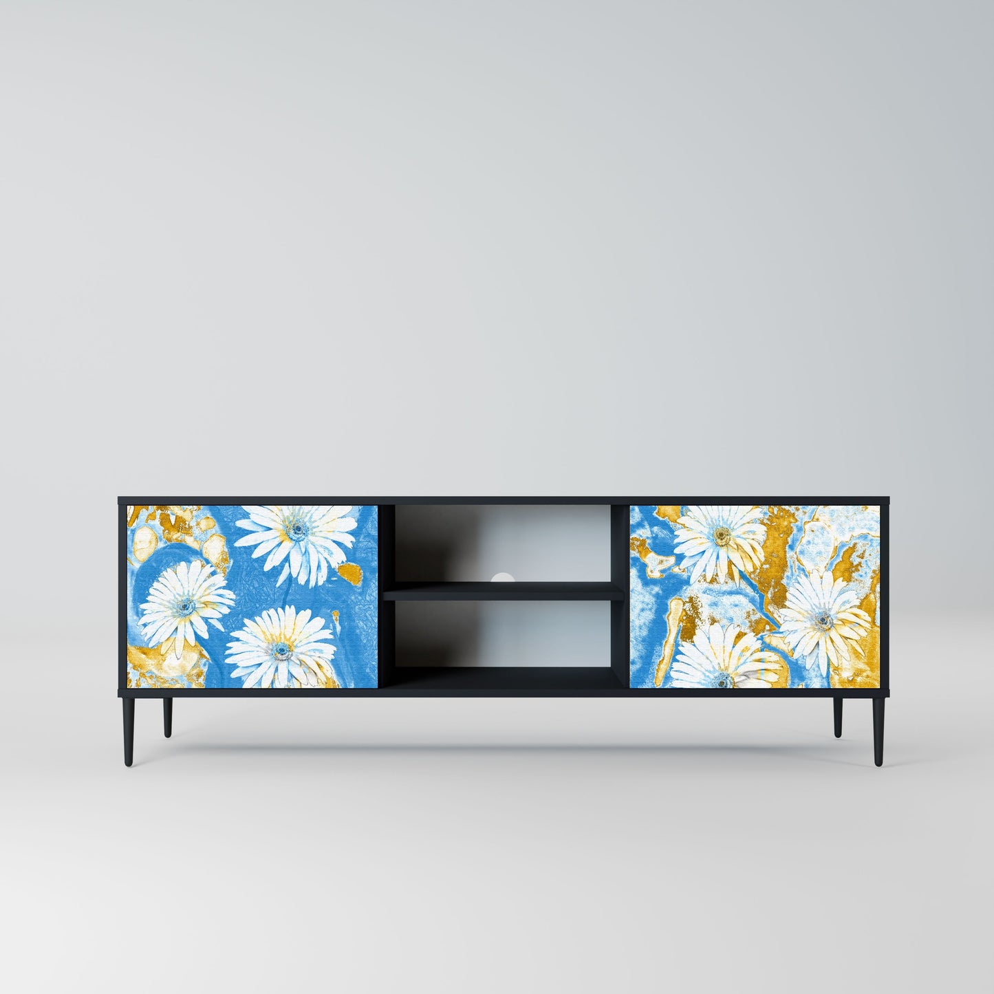 DAISY LUXE 2-Door TV Stand in Black Finish