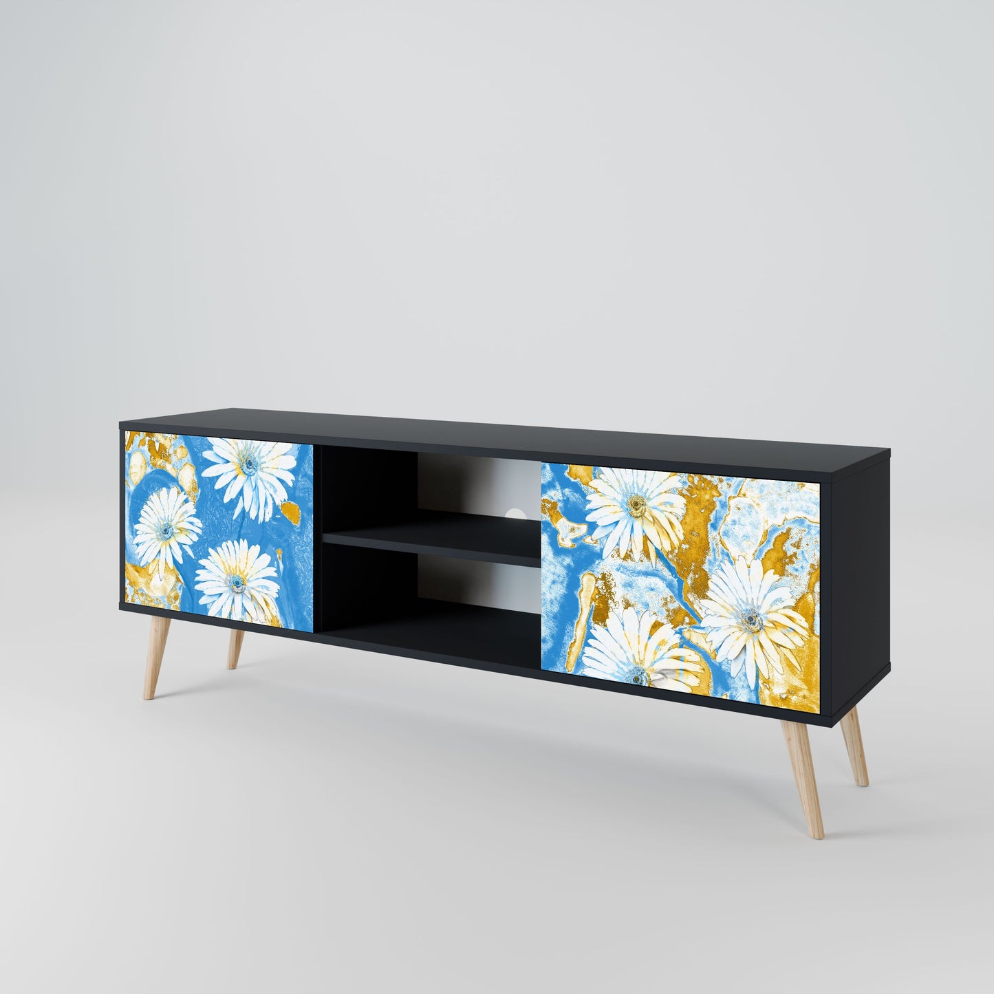DAISY LUXE 2-Door TV Stand in Black Finish
