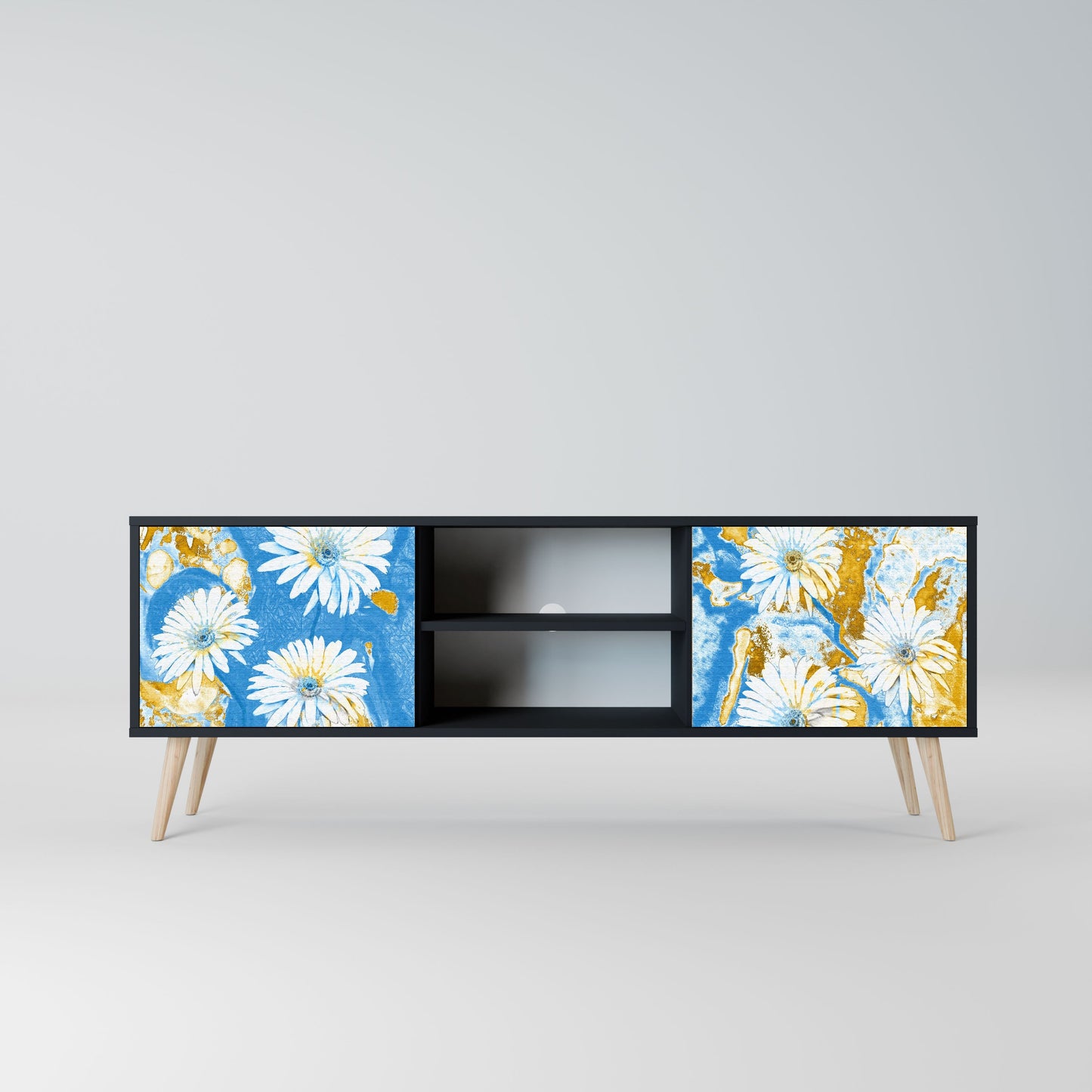 DAISY LUXE 2-Door TV Stand in Black Finish