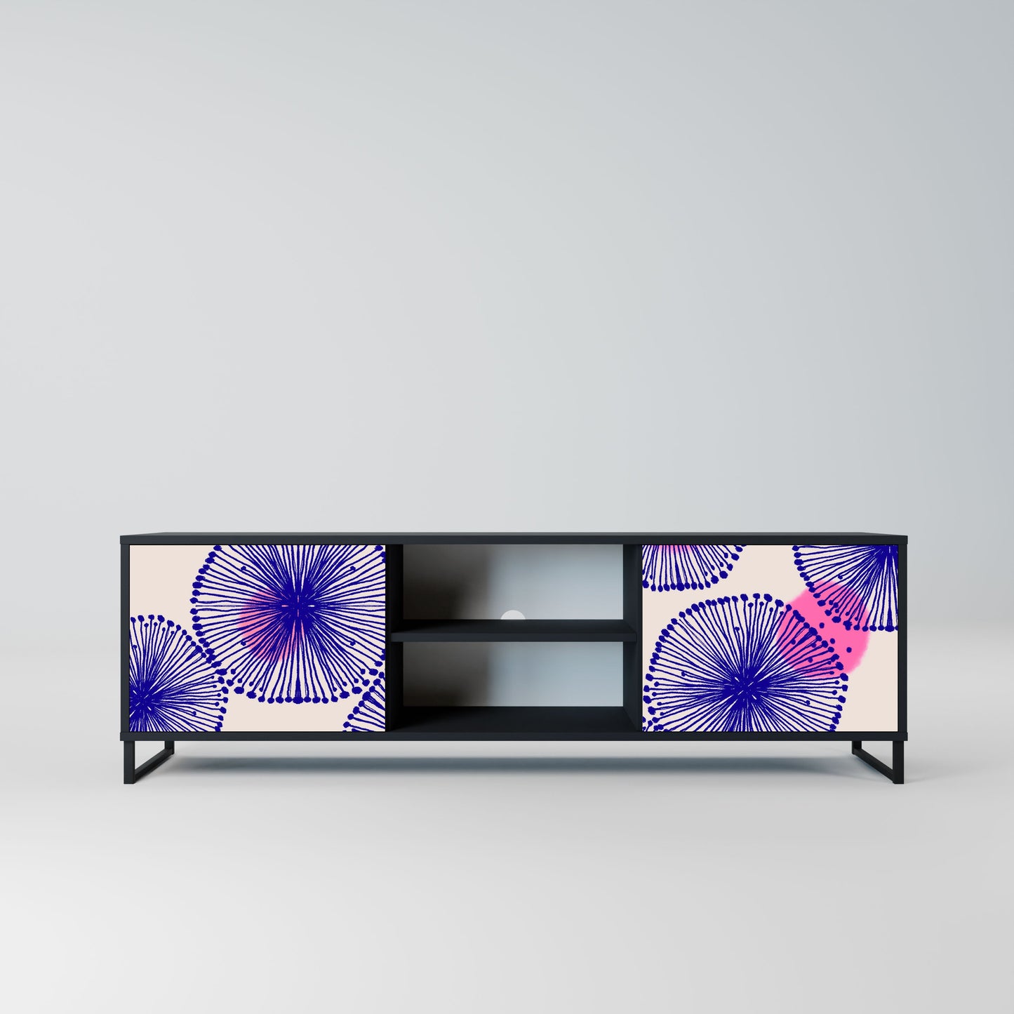 MAGIC NATURE 2-Door TV Stand in Black Finish