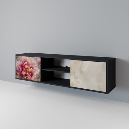 Mobile TV a 2 ante PEONY WHISPER con finitura nera