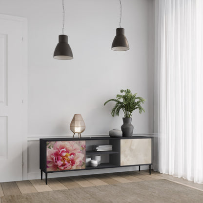 Mobile TV a 2 ante PEONY WHISPER con finitura nera
