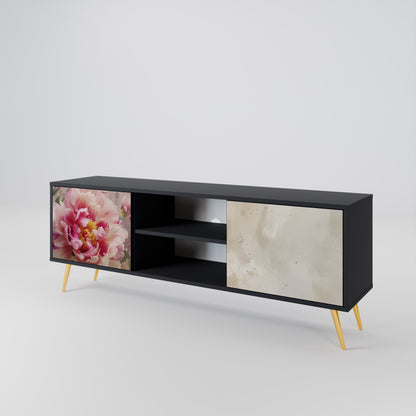 Mobile TV a 2 ante PEONY WHISPER con finitura nera