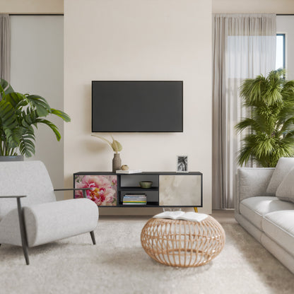 Mobile TV a 2 ante PEONY WHISPER con finitura nera