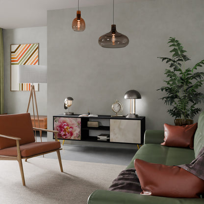 Mobile TV a 2 ante PEONY WHISPER con finitura nera