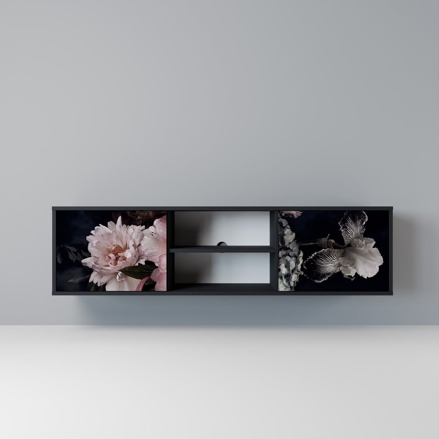 PURE BLOSSOM Mobile TV a 2 Ante in Finitura Nera